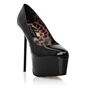 NWB $1360 Philipp Plein Patent Leather Platform Pumps Heel Black Size 40